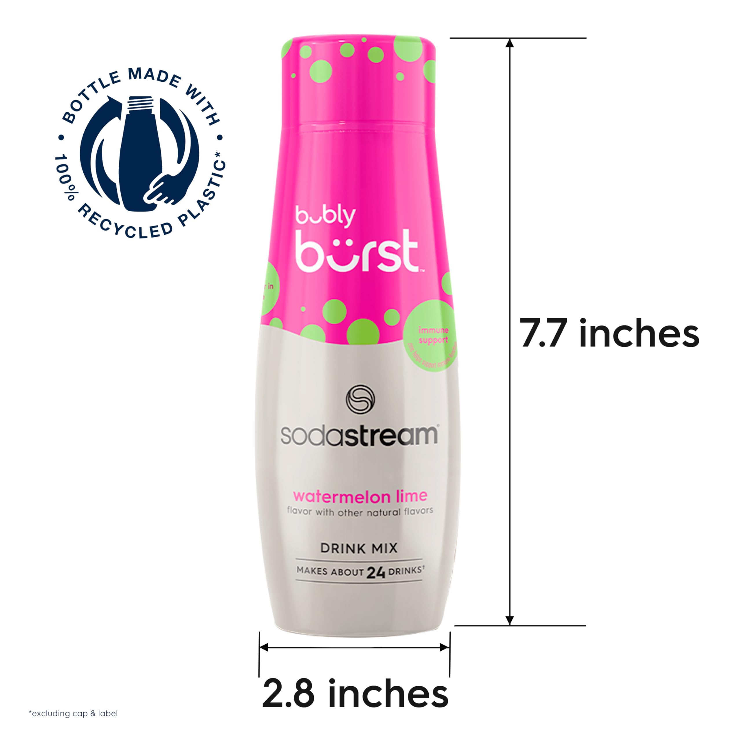 sodastream Bubly Burst four-bottle pack on a kitchen counter in a lifestyle scene, convenient supply for home