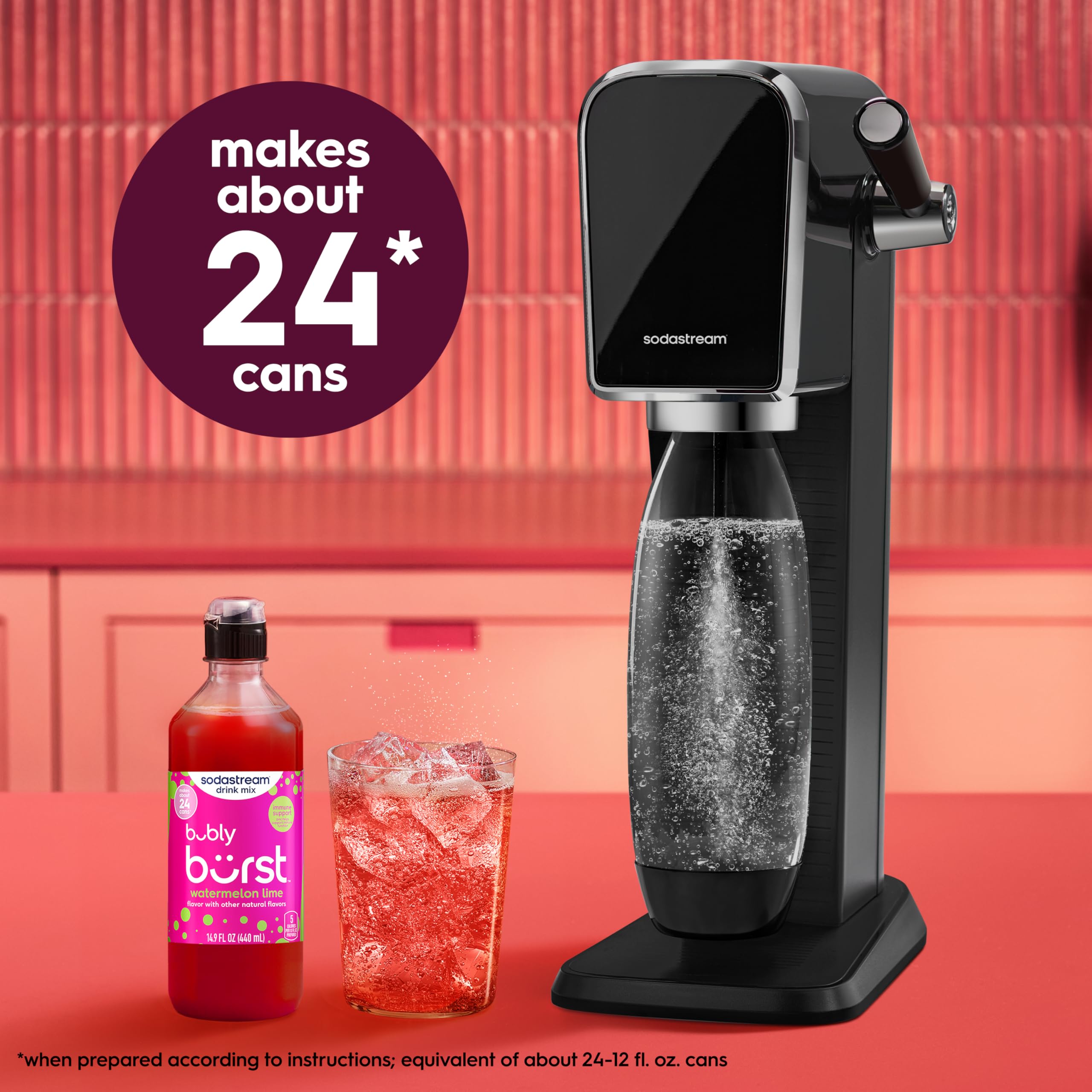 sodastream prepared glass with ice demonstrating served drink ready to enjoy