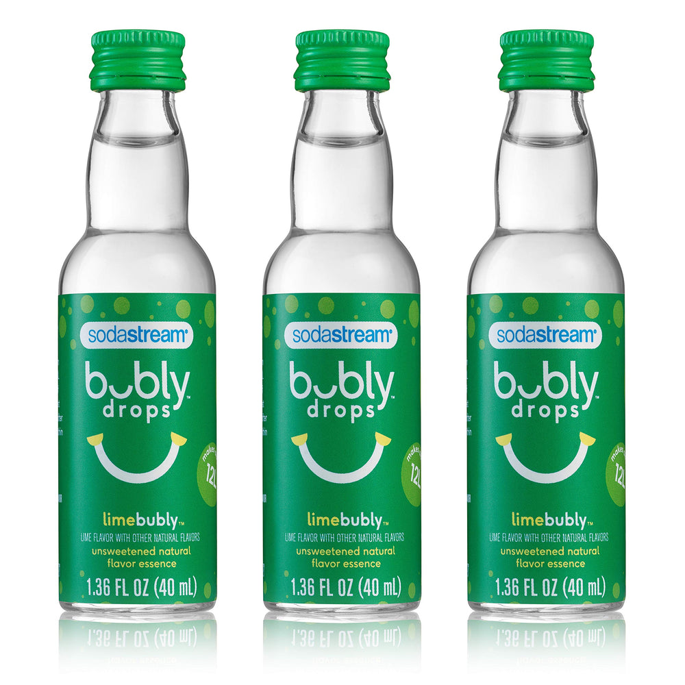 sodastream bubly Drops lime front packaging showing three bottles for convenience