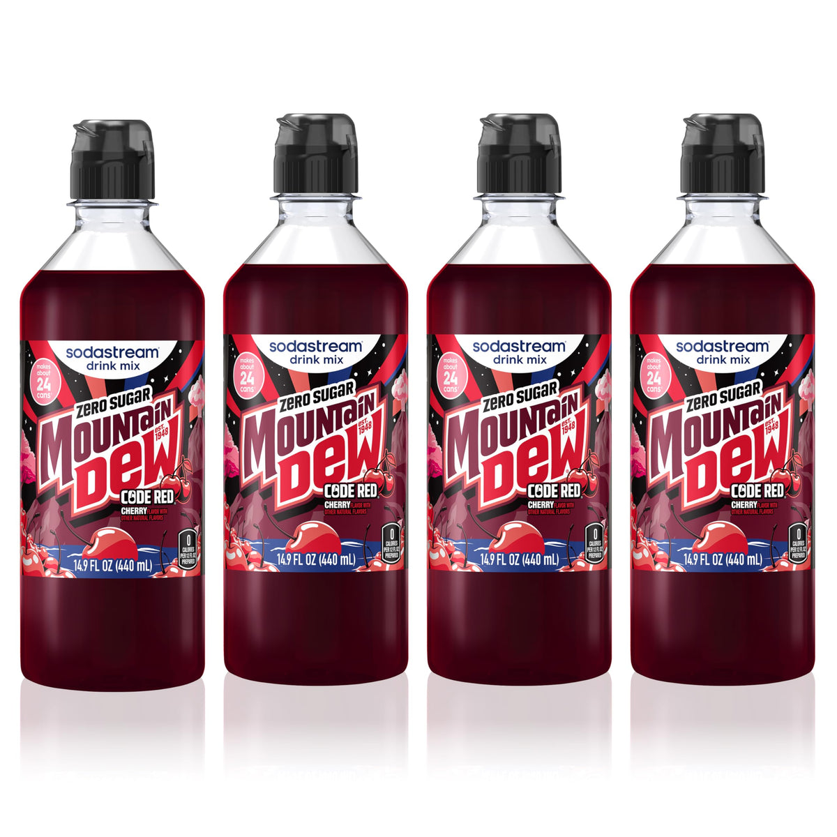 sodastream four-pack front view showing pack and branding, convenient supply