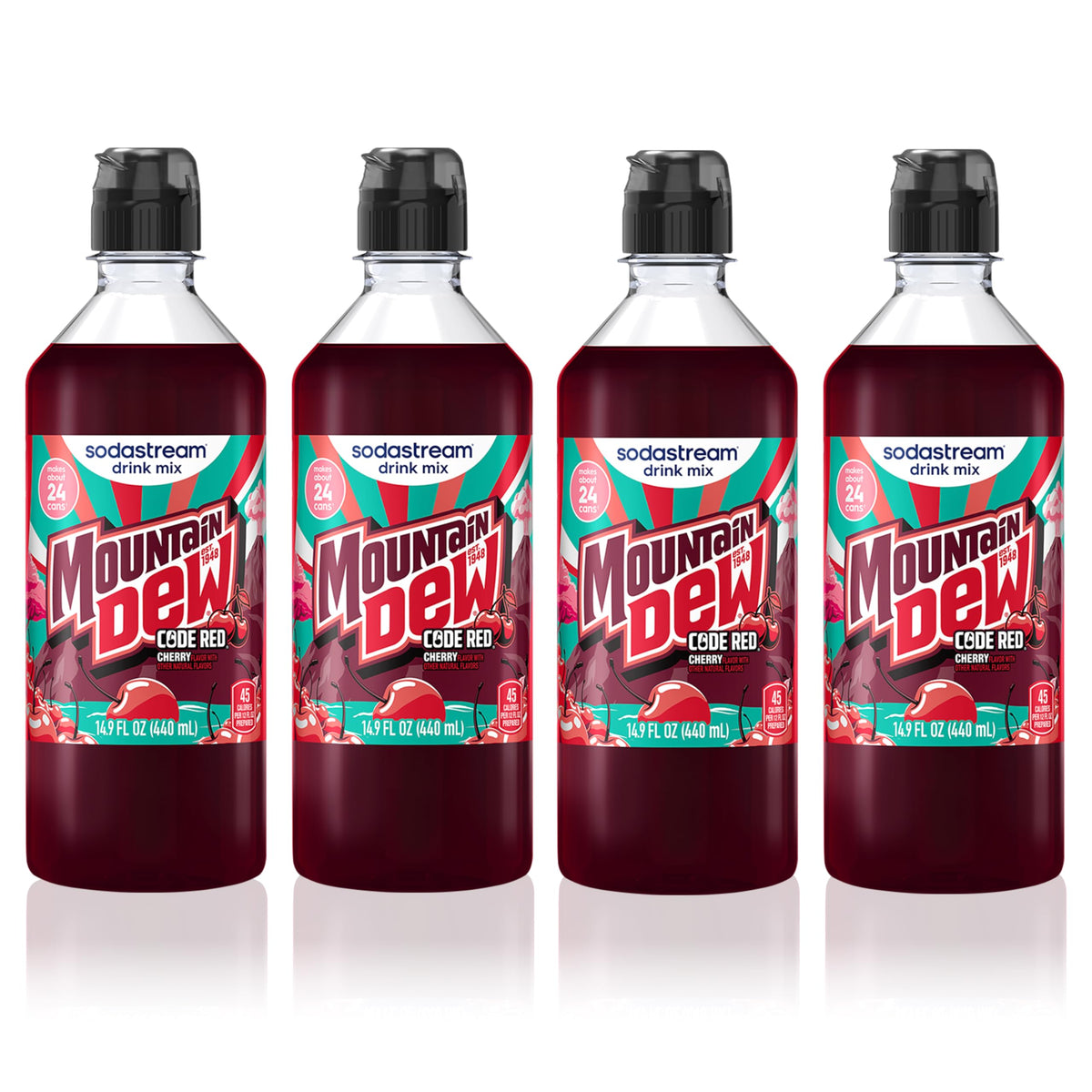 sodastream Code Red front packaging showing four bottles and clear benefit of variety
