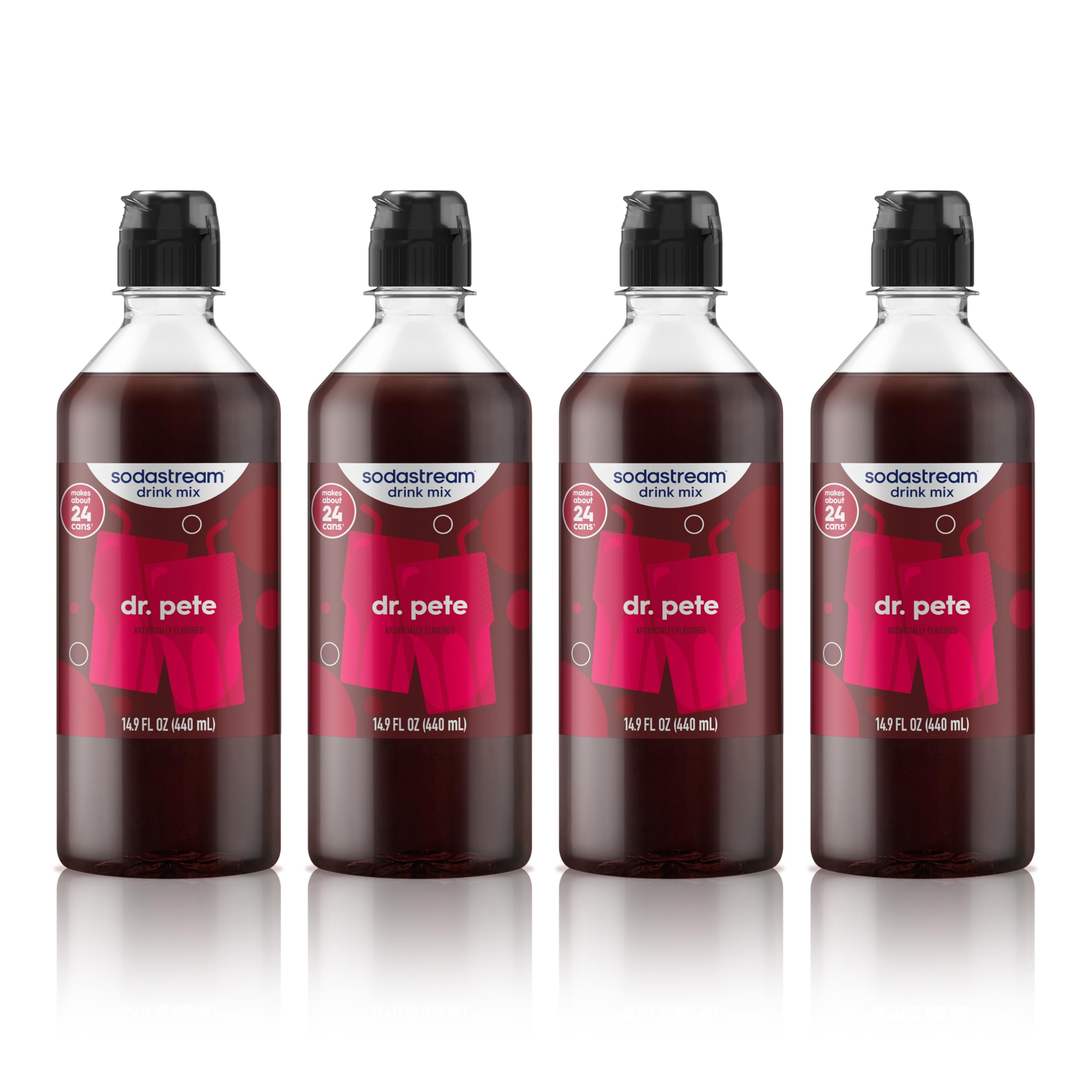sodastream front packaging showing four dr. pete bottles and savings