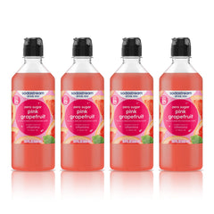 sodastream front packaging Pink Grapefruit shows four bottles and easy storage benefit