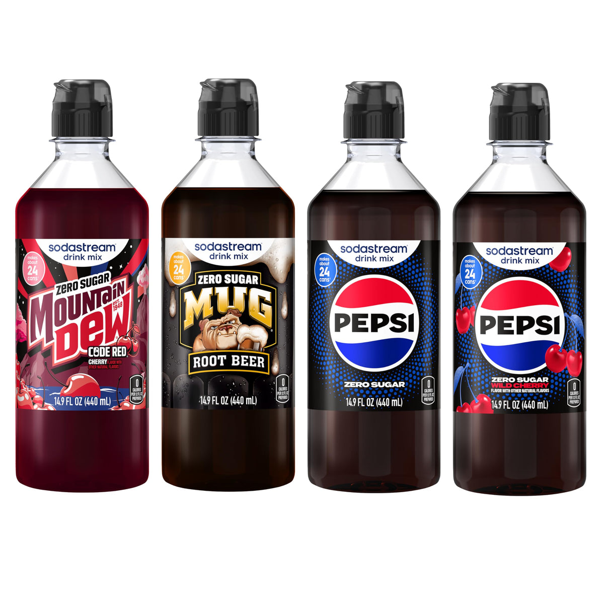 sodastream variety pack front packaging showing four bottles and brand benefits