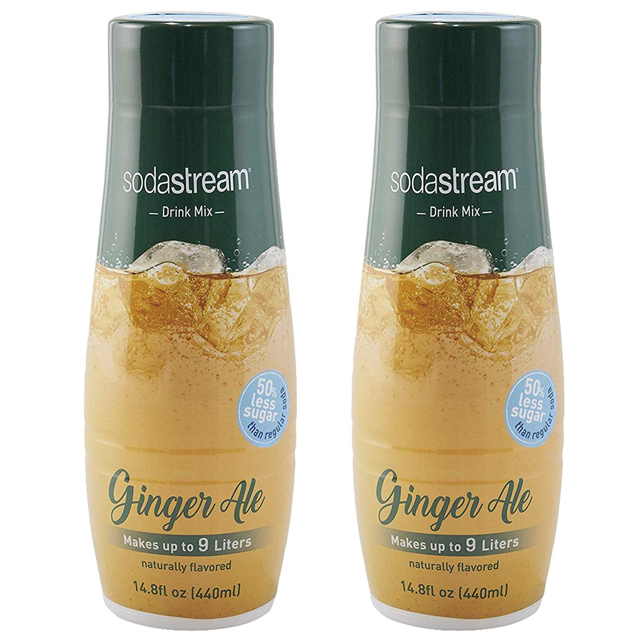 SodaStream two 440ml ginger ale bottles front view showing packaging and labels for easy identification