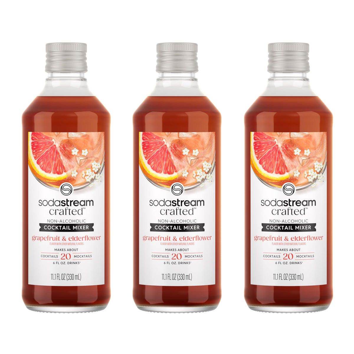 sodastream front packaging showing three bottles and easy mix convenience