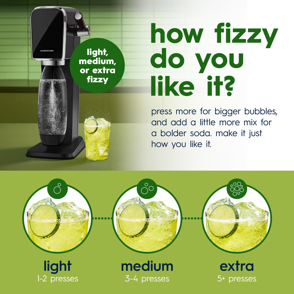 sodastream label with serving guide and nutrition details showing instructions benefit portion control
