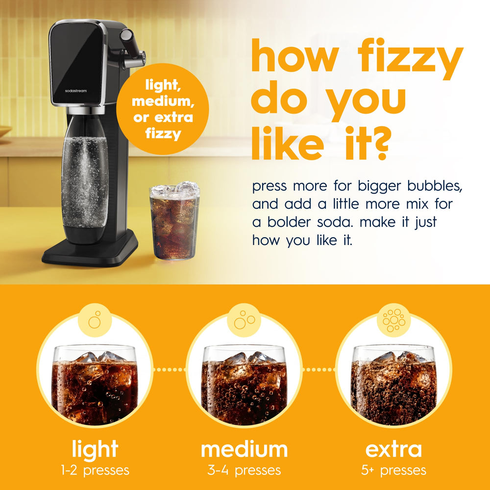 sodastream bottle held in hand to show size and serving count