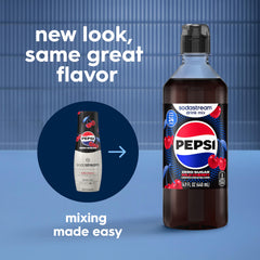 sodastream Pepsi Wild Cherry Zero bottle closeup highlighting easy pour