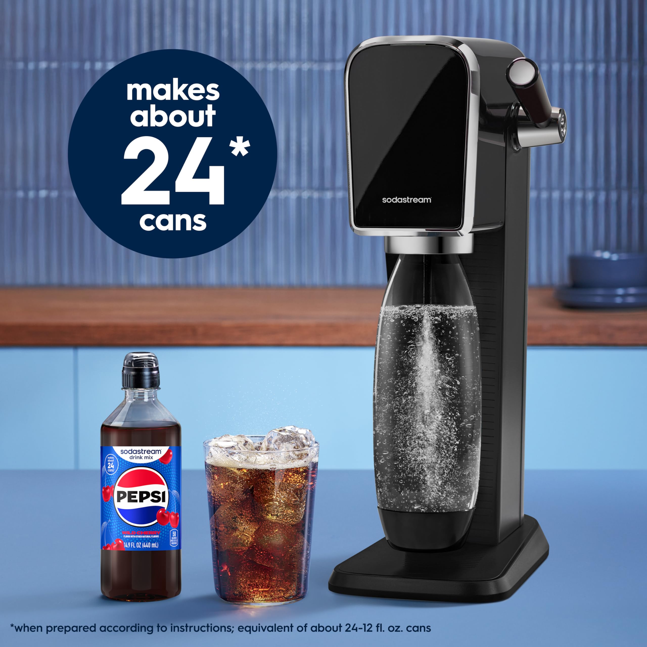 sodastream bottle held in hand to show size and pour spout scale for easy use