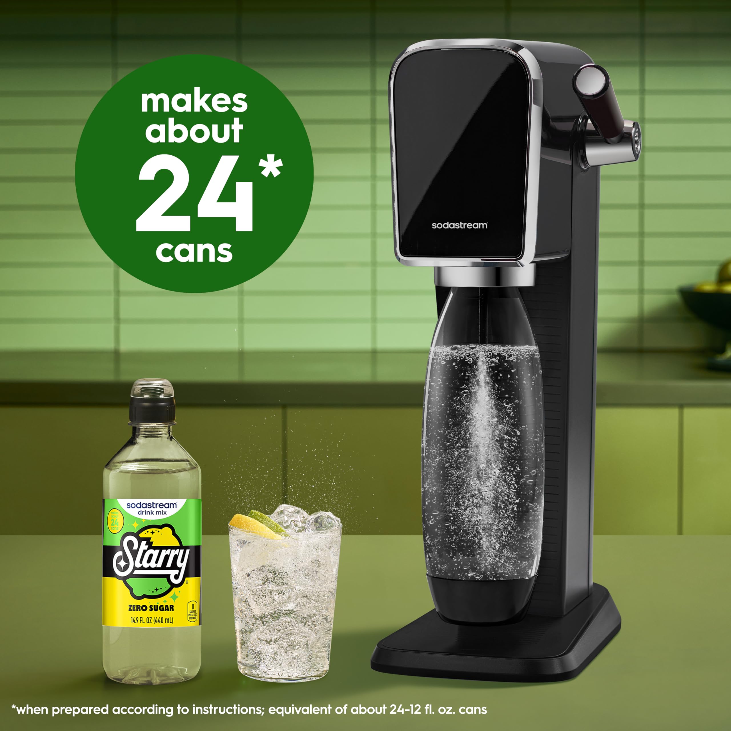 sodastream Starry Zero bottle held in hand to show size and grip for easier pouring