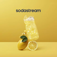 sodastream label close-up highlighting vitamin-enriched lemonade benefits