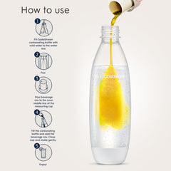 sodastream bottle next to soda machine showing easy home mixing benefit