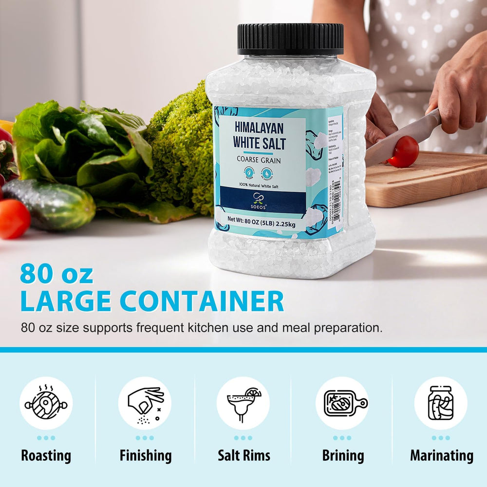 Soeos bag open and pouring salt for convenient refilling and use