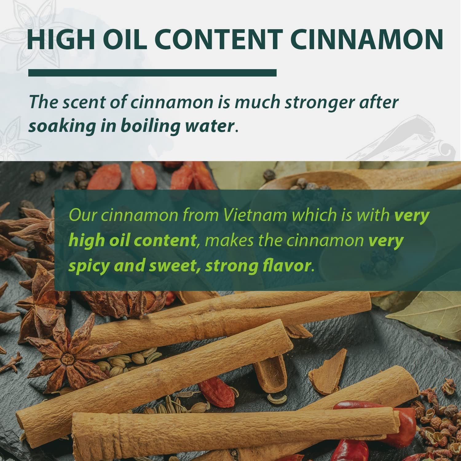 Soeos cinnamon sticks in glass jar for easy storage and quick access