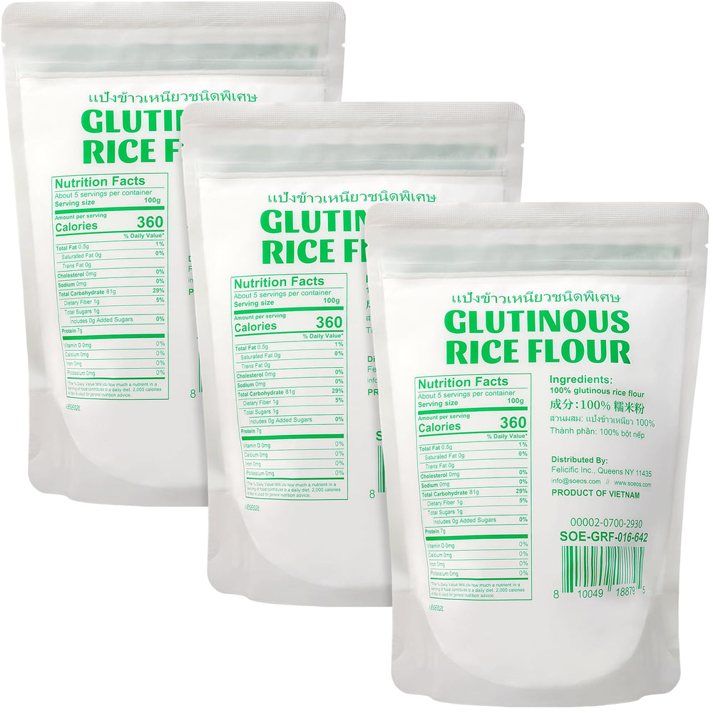 Soeos close-up of fine glutinous rice flour texture for even mixing