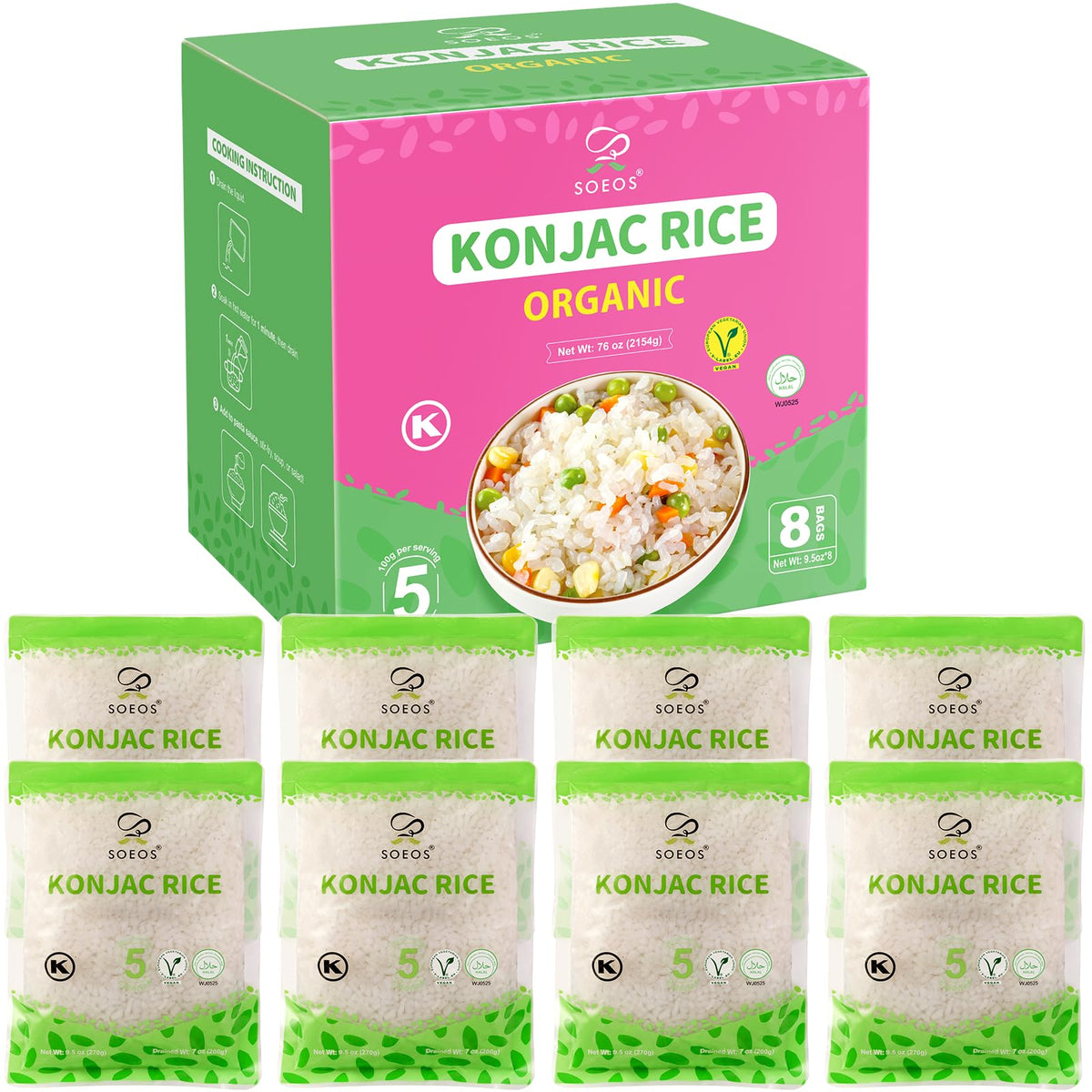 Soeos front packaging showing 8-pack convenience and product clarity