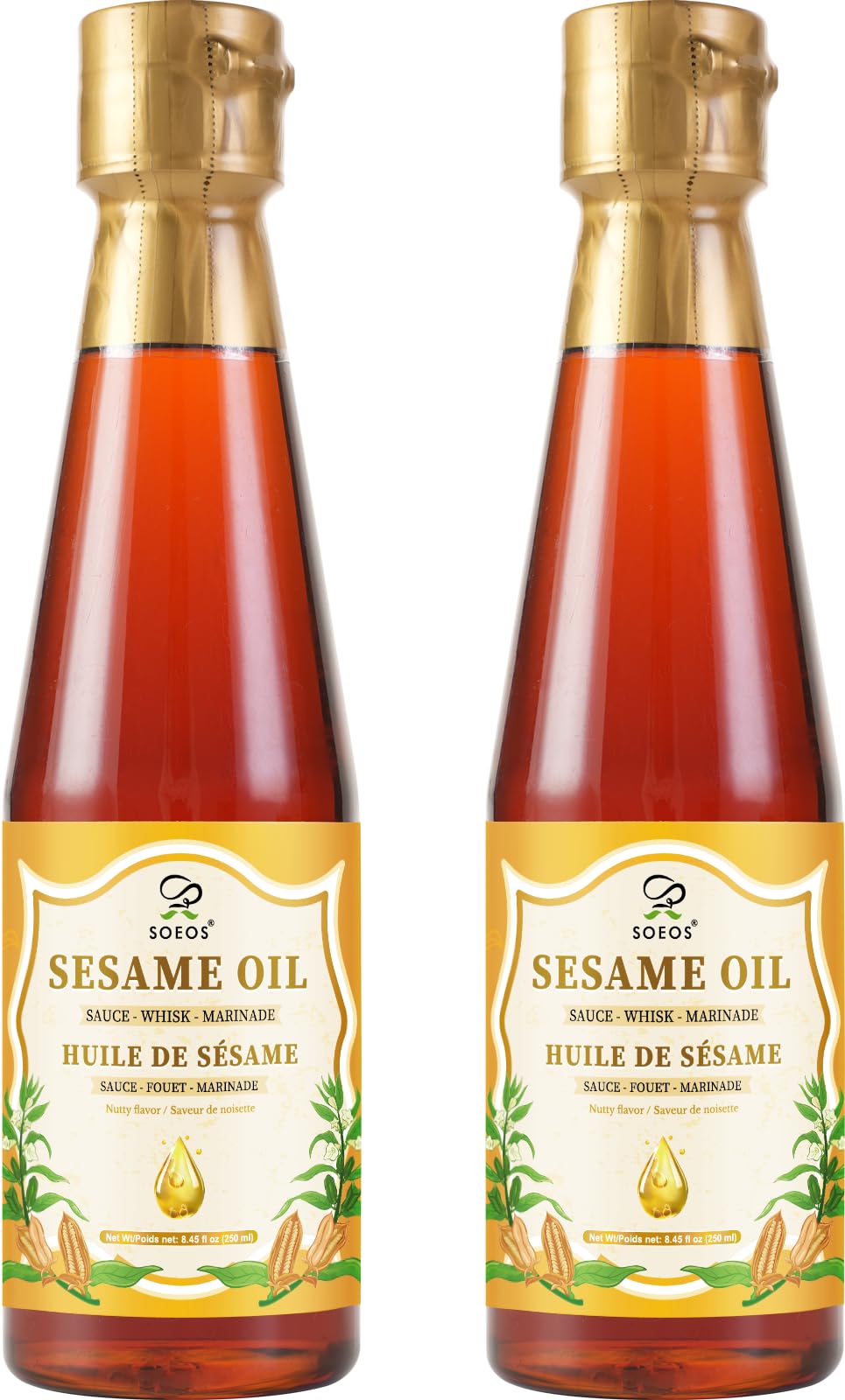 Soeos front packaging showing two bottles and total 500 ml supply