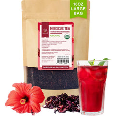 Soeos front packaging showing resealable 1 lb bag and bold crimson petals