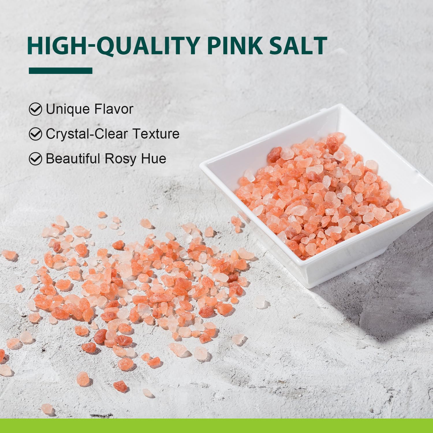 Soeos pink salt spooned into bowl for cooking convenience and freshness