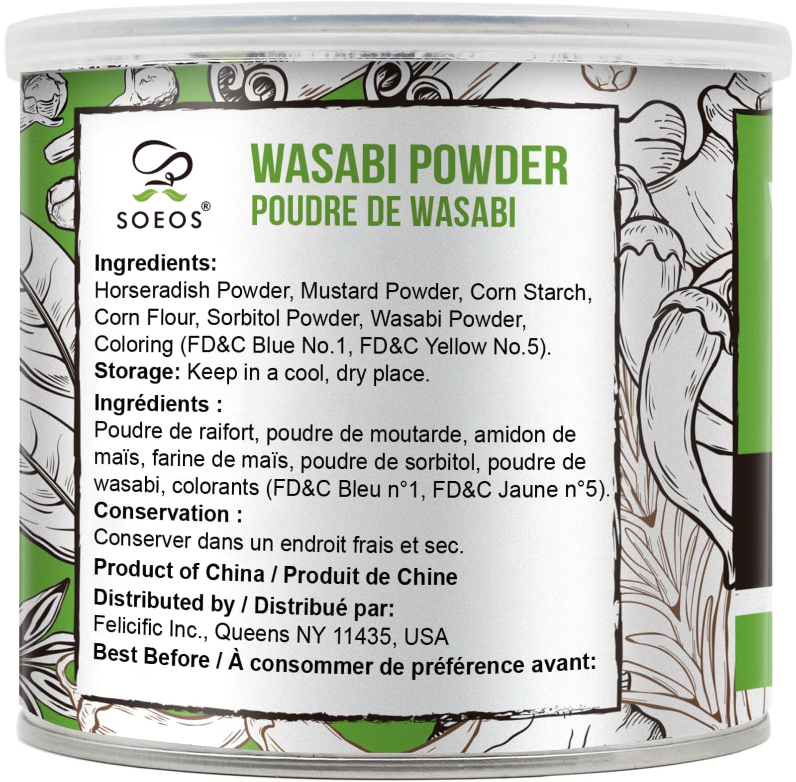 Soeos jar open showing fresh wasabi powder ready to mix