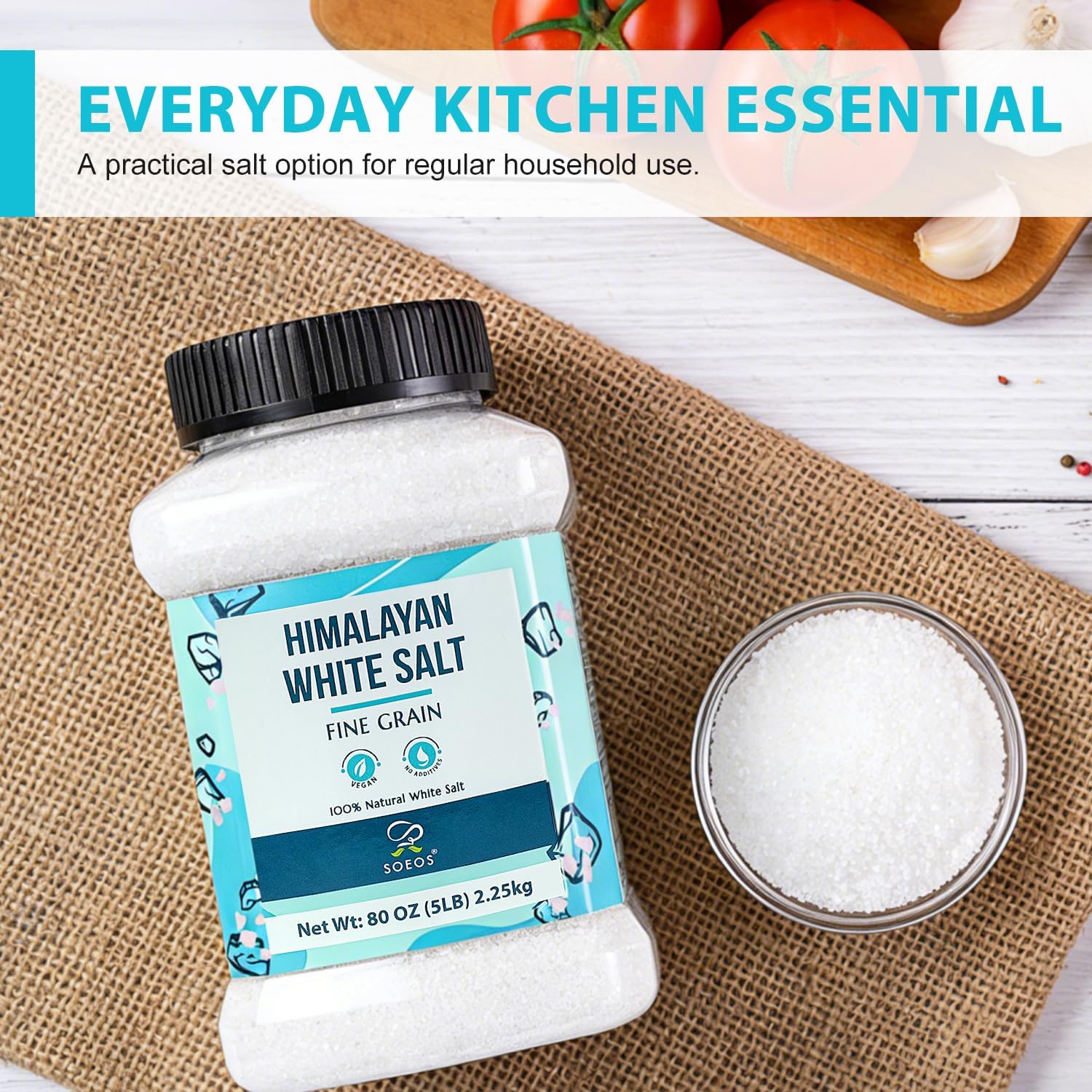Soeos kitchen jars with salt and spoon showing tidy storage and easy access