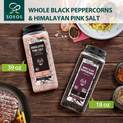 Soeos whole black peppercorns closeup preserving fresh aroma and flavor