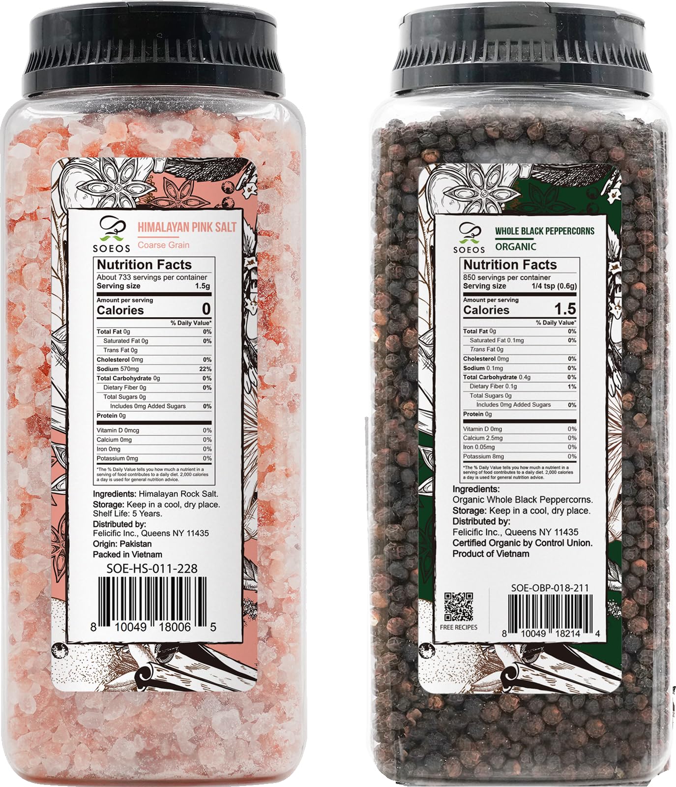 Soeos pink salt coarse grain texture for enhanced seasoning