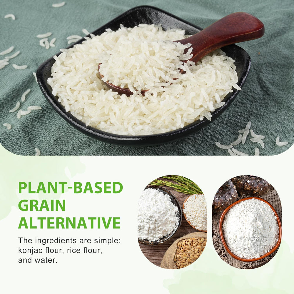 Soeos rehydrated konjac rice close-up showing rice-like texture benefit
