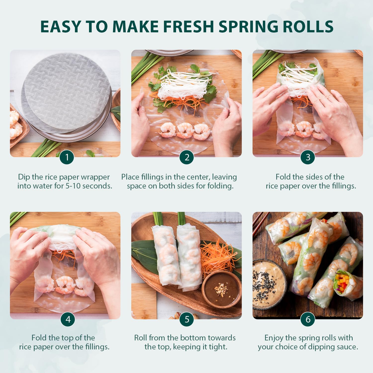 Fruit dessert wraps using Soeos rice paper showcasing sweet application versatility