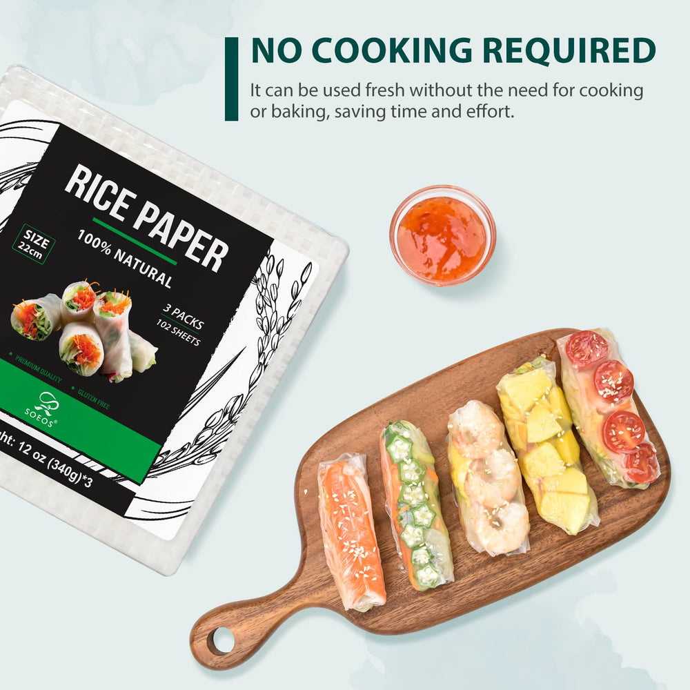 Soeos plated spring rolls in lifestyle setting demonstrating serving inspiration