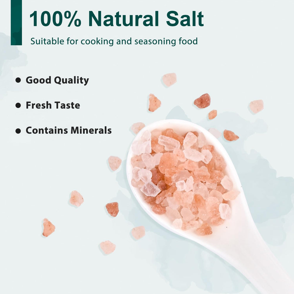 Soeos coarse salt being ground in grinder for immediate seasoning benefit