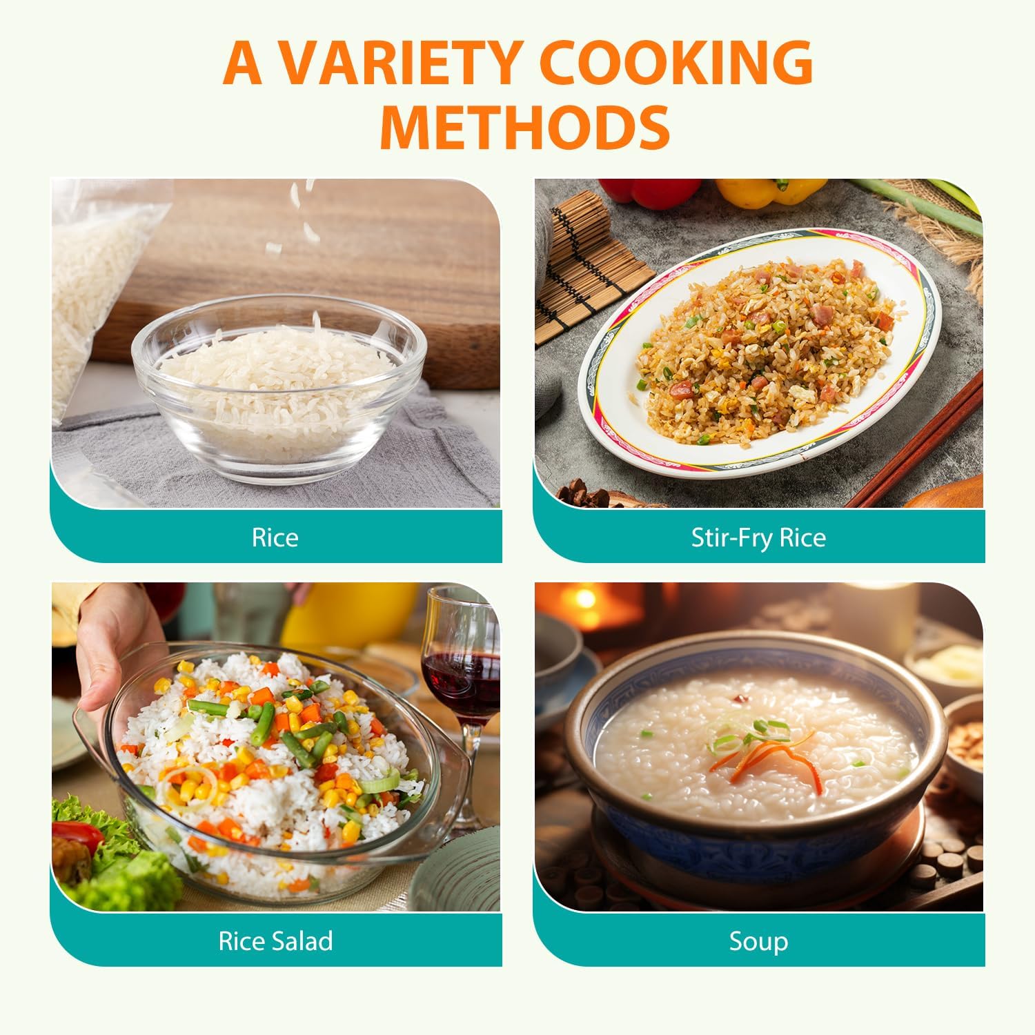 Soeos konjac rice added to a steaming soup demonstrating broth absorption benefit