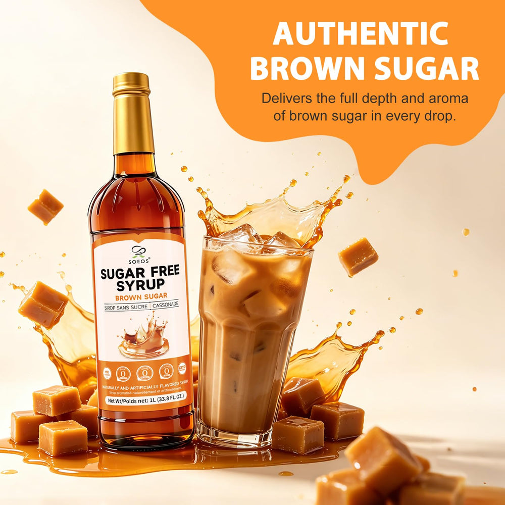 Soeos syrup drizzled on pancakes adding brown sugar flavor to breakfast without added sugar