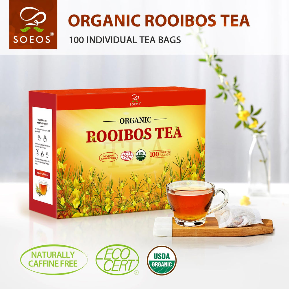 Soeos tagless tea bag detail showing tidy steeping and easy disposal benefit