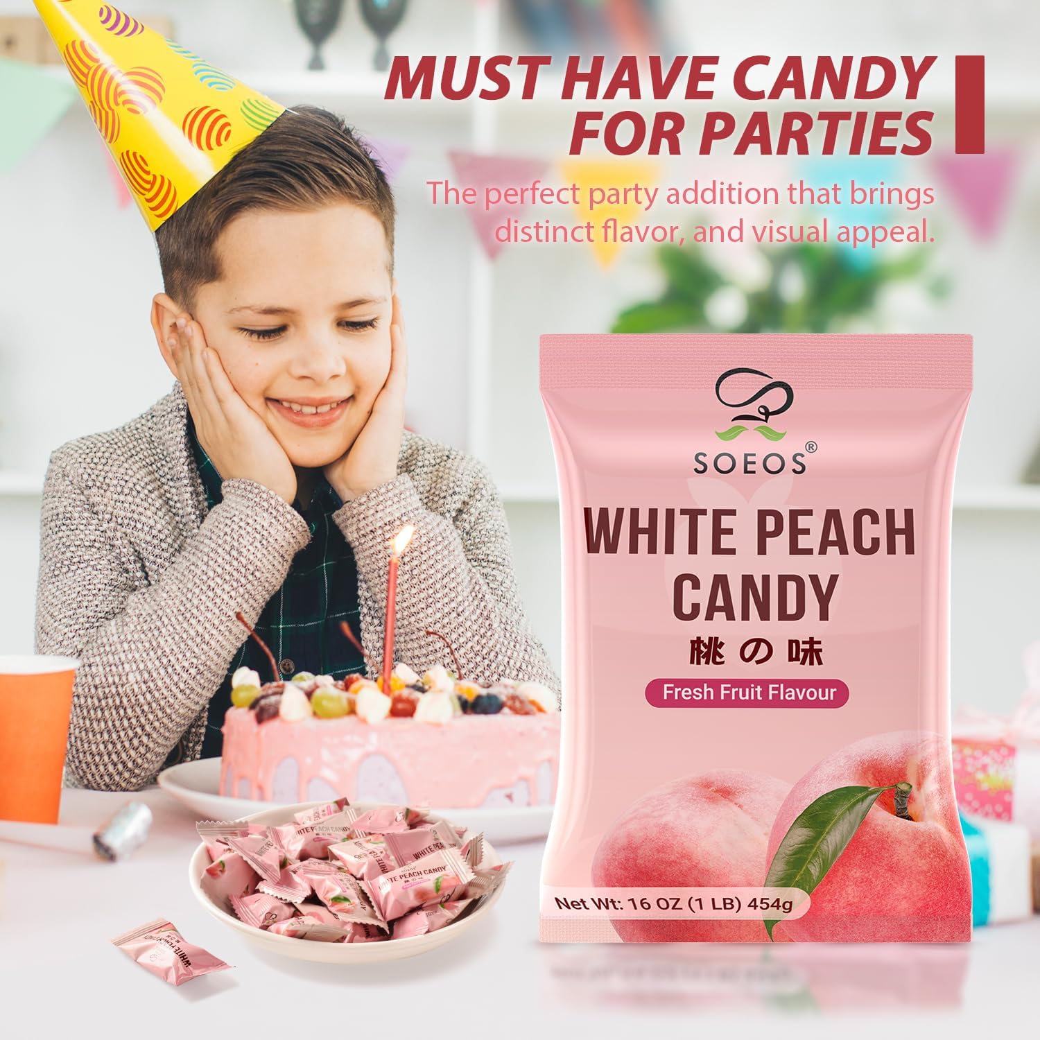 Soeos candy held in hand to show size and portion convenience