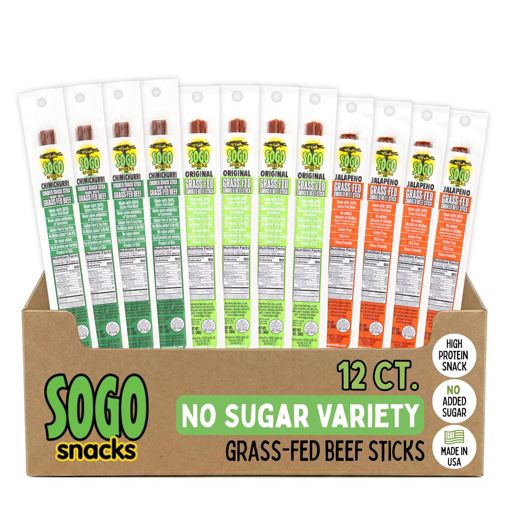 Sogo Snacks front packaging showing variety pack and benefits