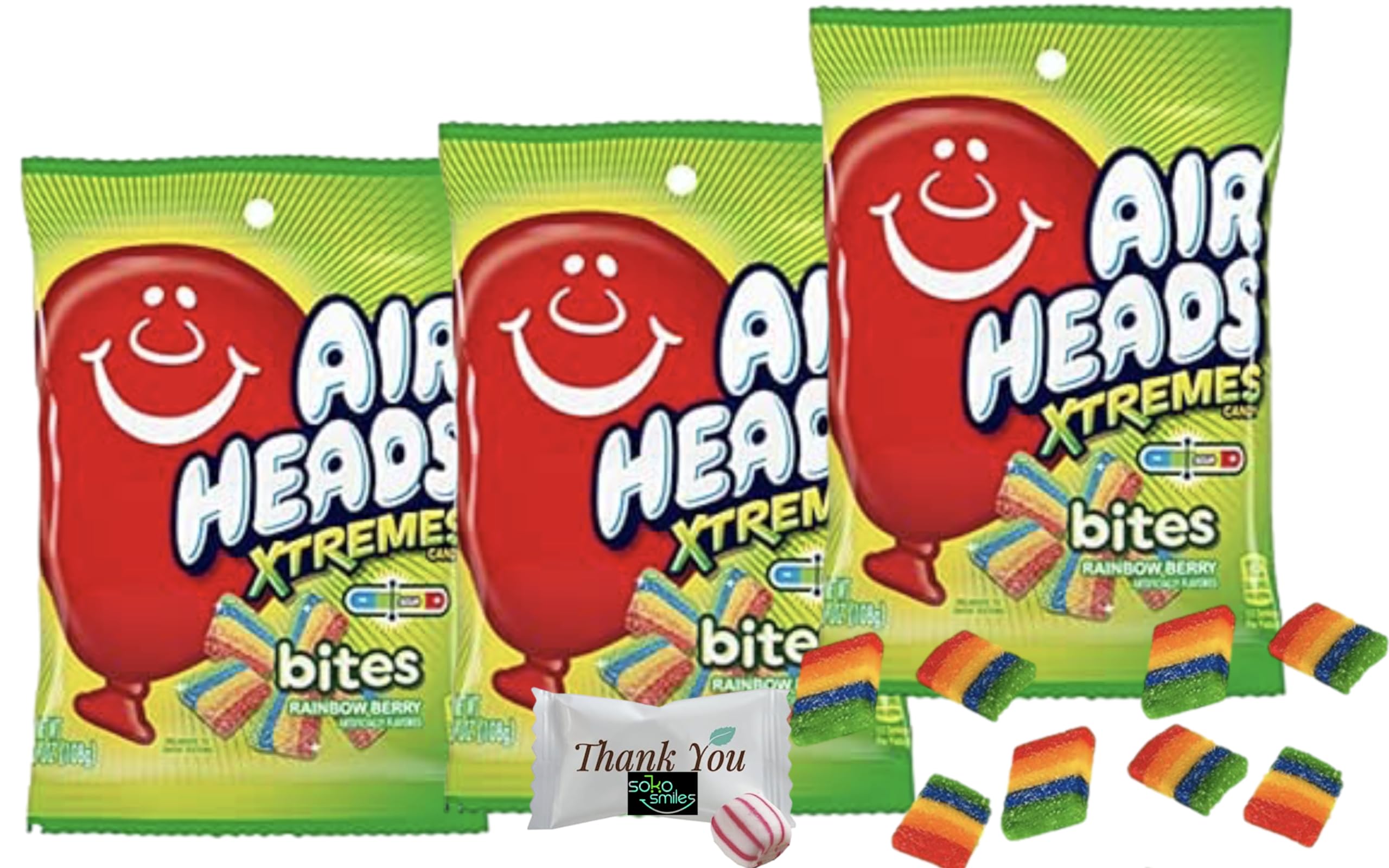 Soko Smiles Airheads front packaging showing three-bag bundle and mint, ideal for gifting