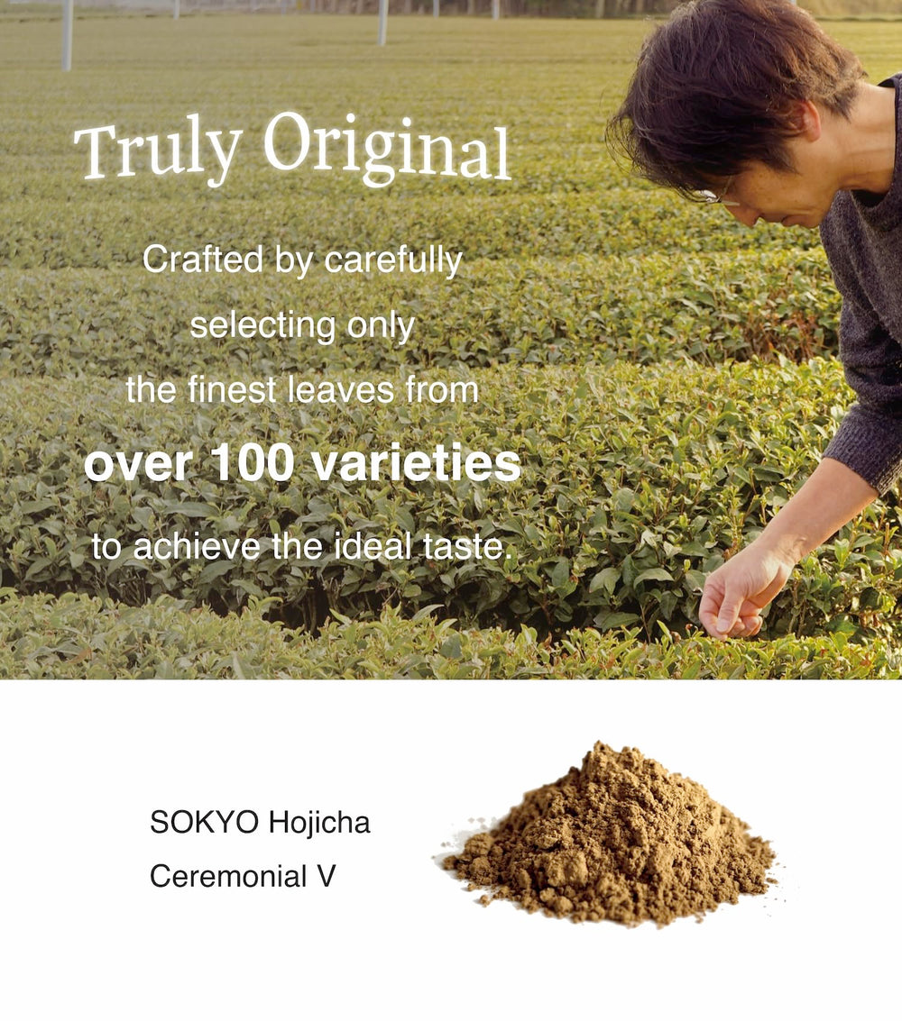 Shizuoka tea fields where SOKYO grows leaves, emphasizing clean water and rich soil sourcing