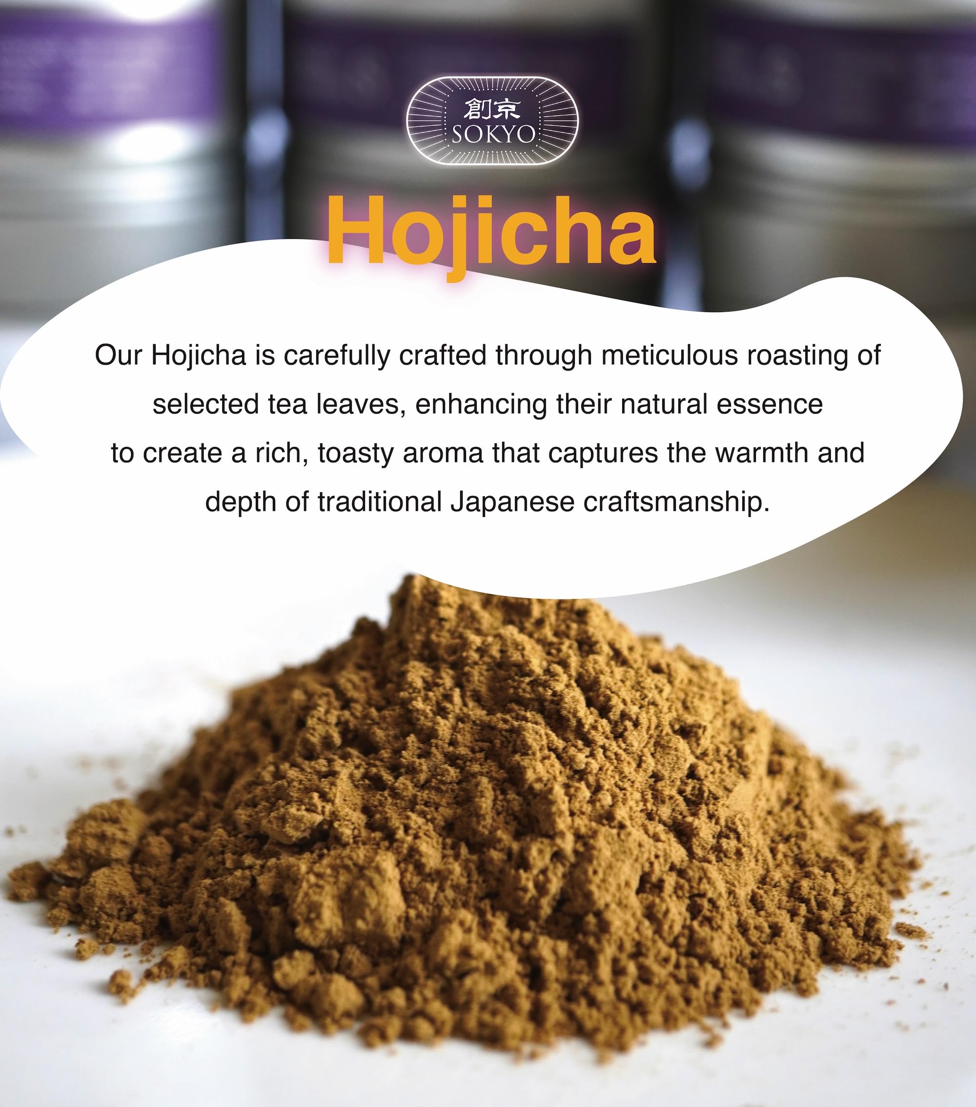 texture of SOKYO hojicha powder on fingertip highlighting superfine grind and blendability
