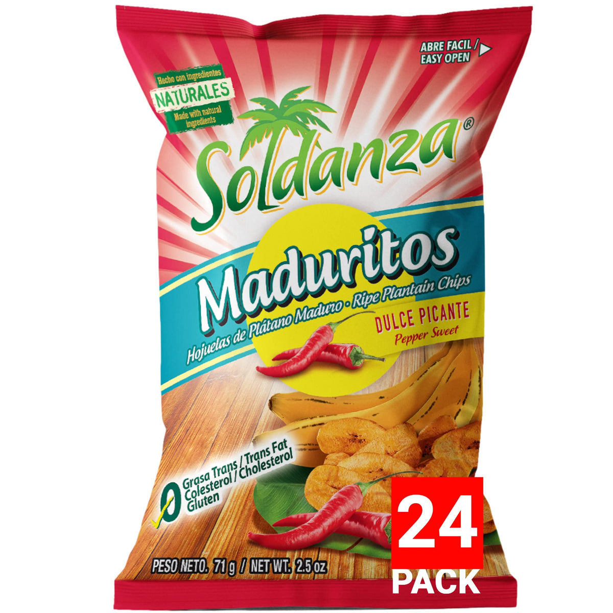 Soldanza front packaging shows 2.5 oz bag and bold branding for quick identification and convenience