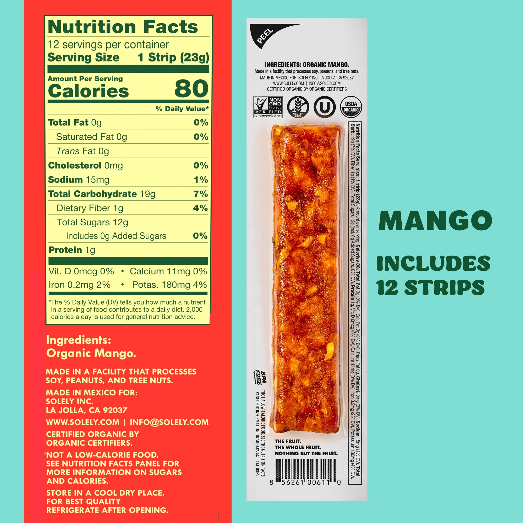 Solely individually wrapped strip displayed for convenient portable snacking