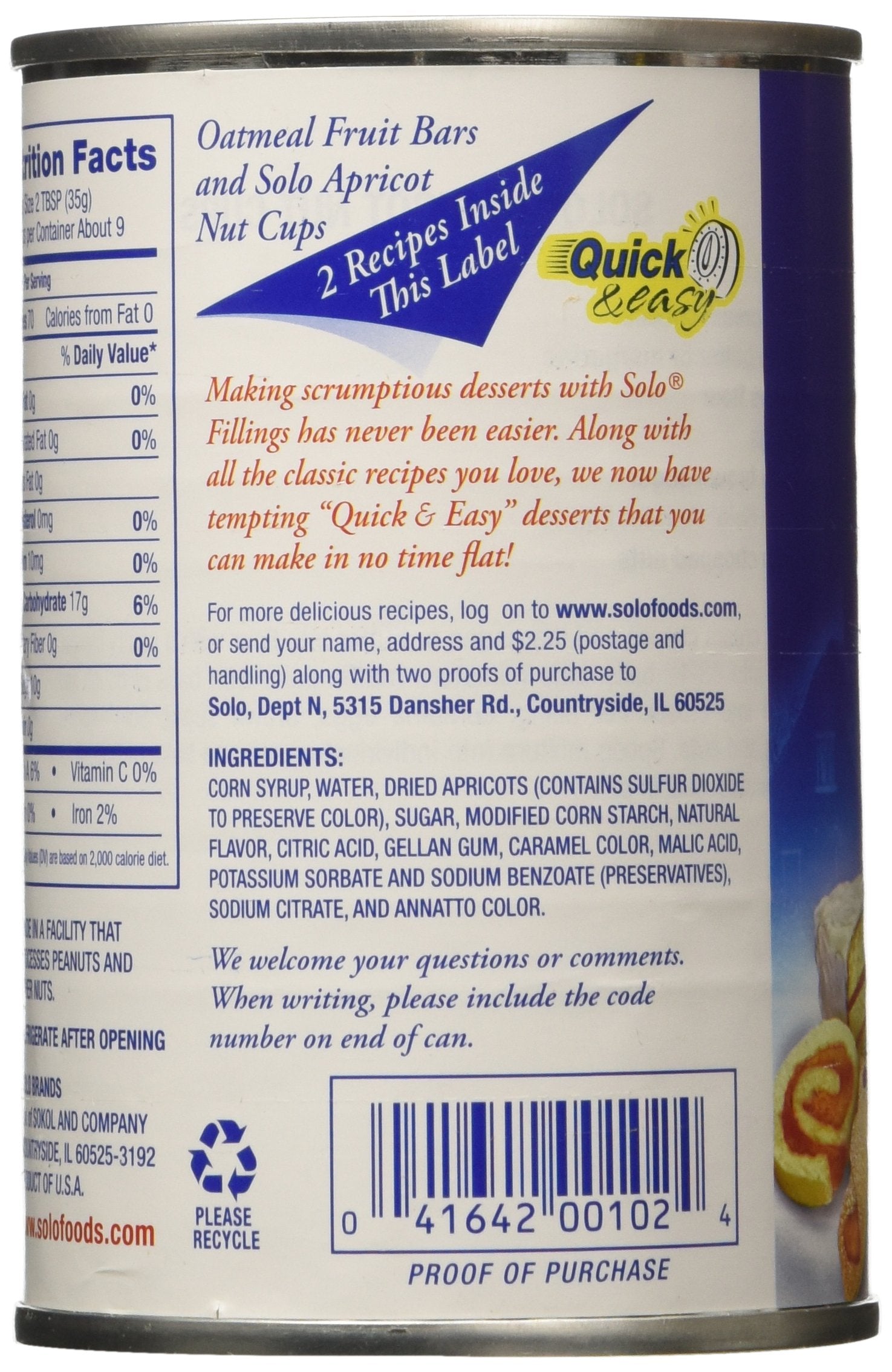 SOLO apricot spread on tart yielding glossy finish and enhanced flavor