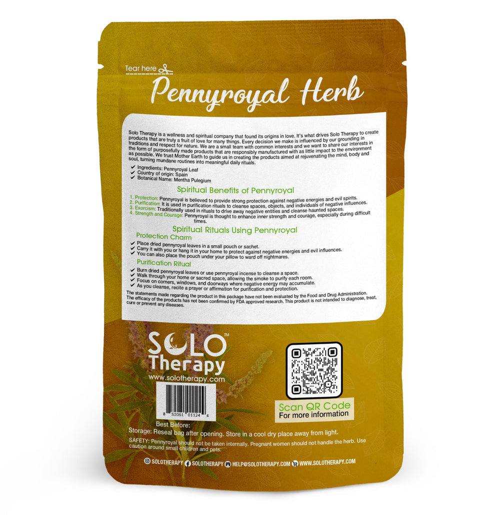 Solo Therapy pennyroyal close-up of cut leaves highlights texture and easy blending benefit