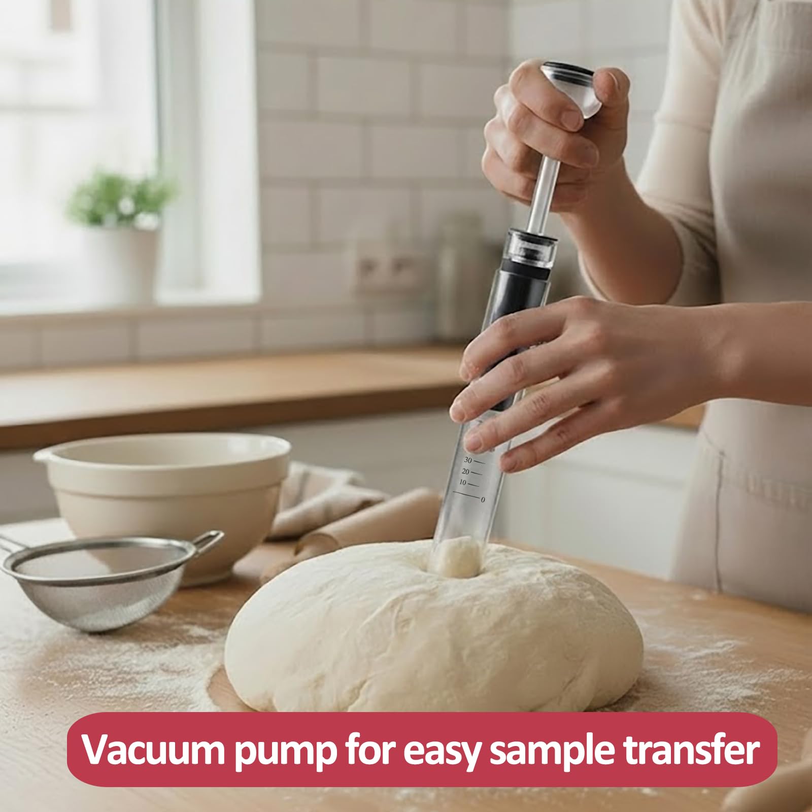 Solrify silicone base under tube demonstrating stability and countertop protection