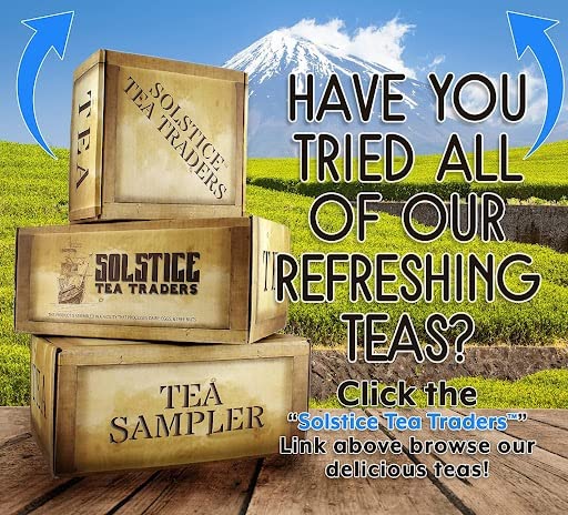 SOLSTICE TEA TRADERS label and ingredients sheet showing tea details and origin