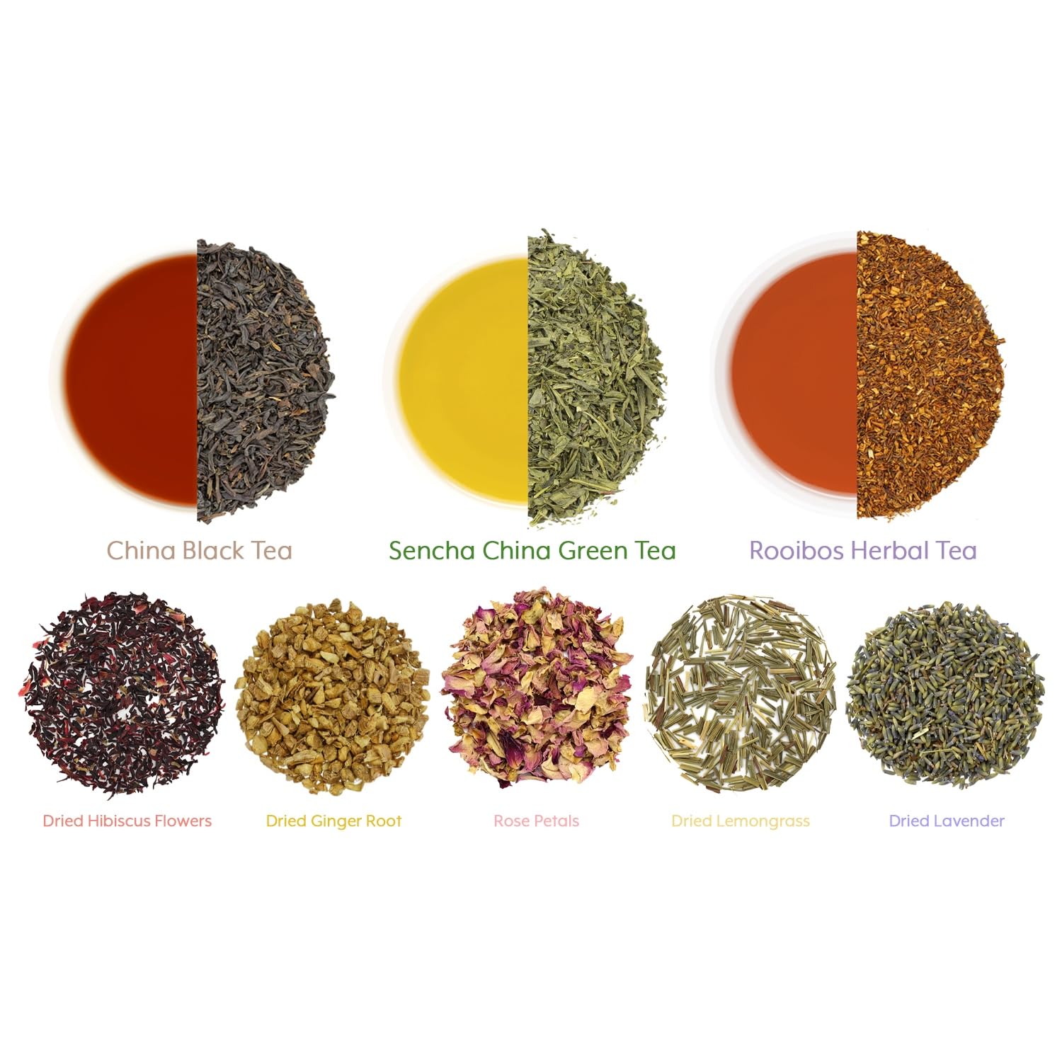 SOLSTICE TEA TRADERS open tins layout displaying bases and flavorings clearly