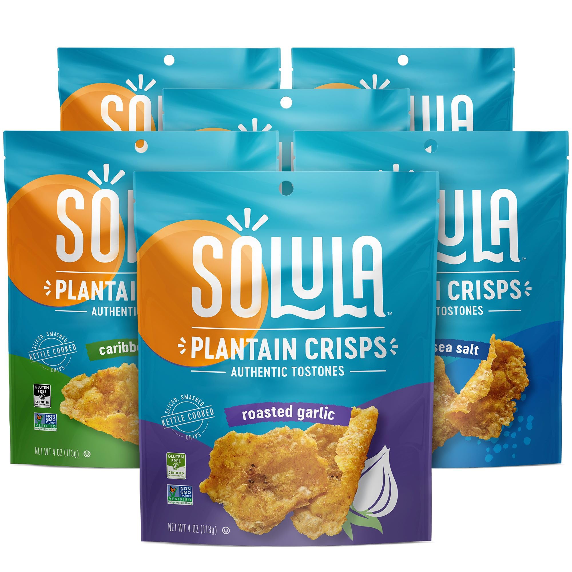 Solula front packaging showing variety pack and convenient six-bag benefit