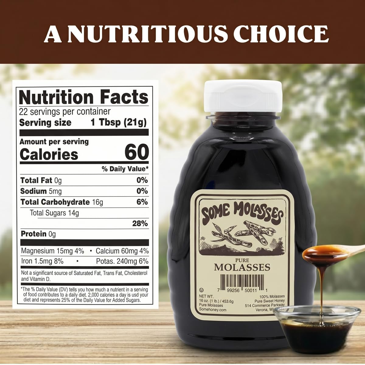 Some Honey closeup of dark molasses texture highlighting smooth viscosity and rich color