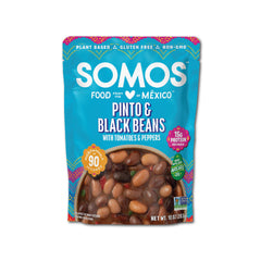 SOMOS close-up texture of pinto and black beans showing quality and freshness